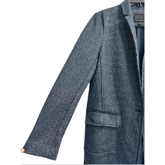 Banana Republic Navy Blue Tweed Blazer Jacket Women’s Sz 10 Pockets Cotton Blend - Picture 5 of 11